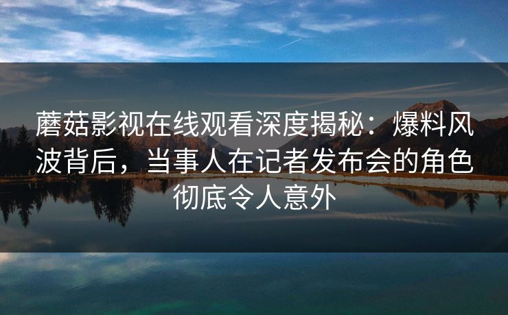 蘑菇影视在线观看深度揭秘：爆料风波背后，当事人在记者发布会的角色彻底令人意外