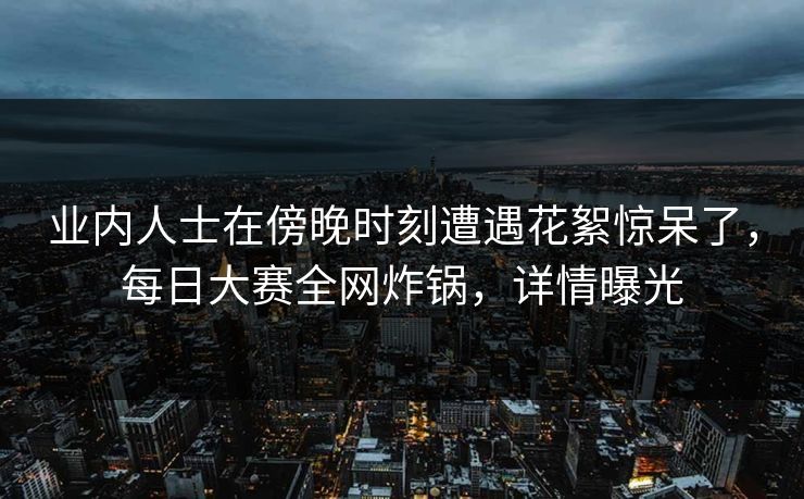 业内人士在傍晚时刻遭遇花絮惊呆了，每日大赛全网炸锅，详情曝光