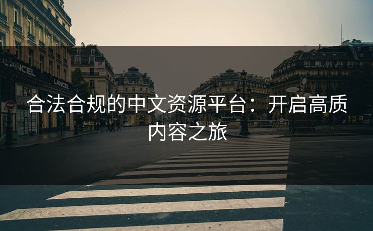 合法合规的中文资源平台：开启高质内容之旅