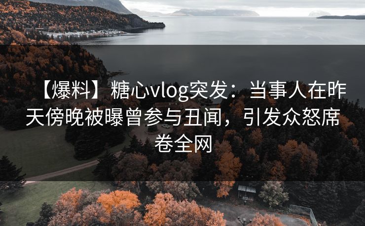 【爆料】糖心vlog突发：当事人在昨天傍晚被曝曾参与丑闻，引发众怒席卷全网