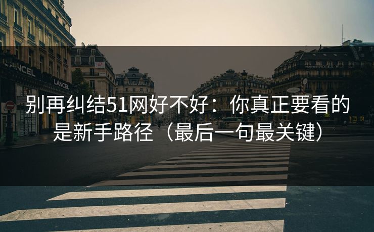 别再纠结51网好不好：你真正要看的是新手路径（最后一句最关键）