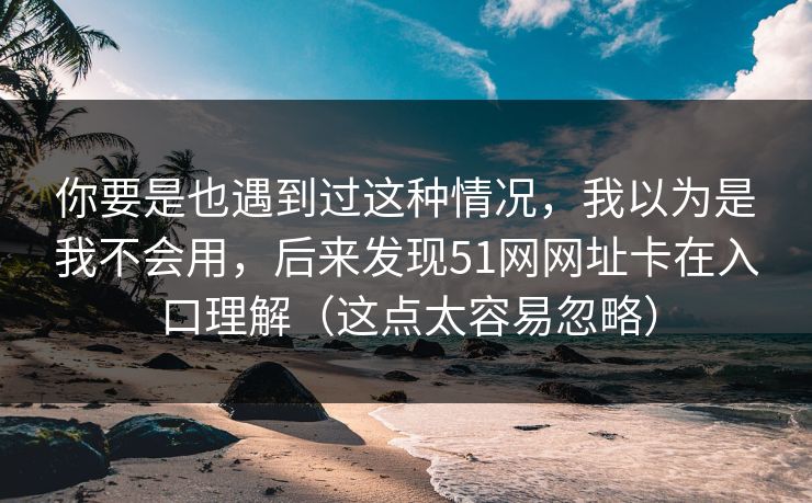 你要是也遇到过这种情况，我以为是我不会用，后来发现51网网址卡在入口理解（这点太容易忽略）